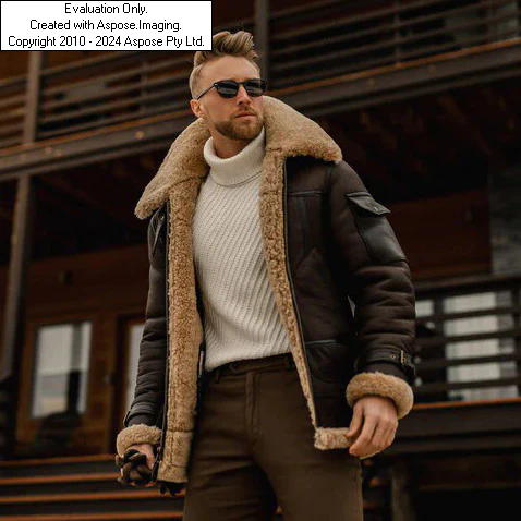 Picture of Brown Belted Cuffs Bomber Leather Jacket