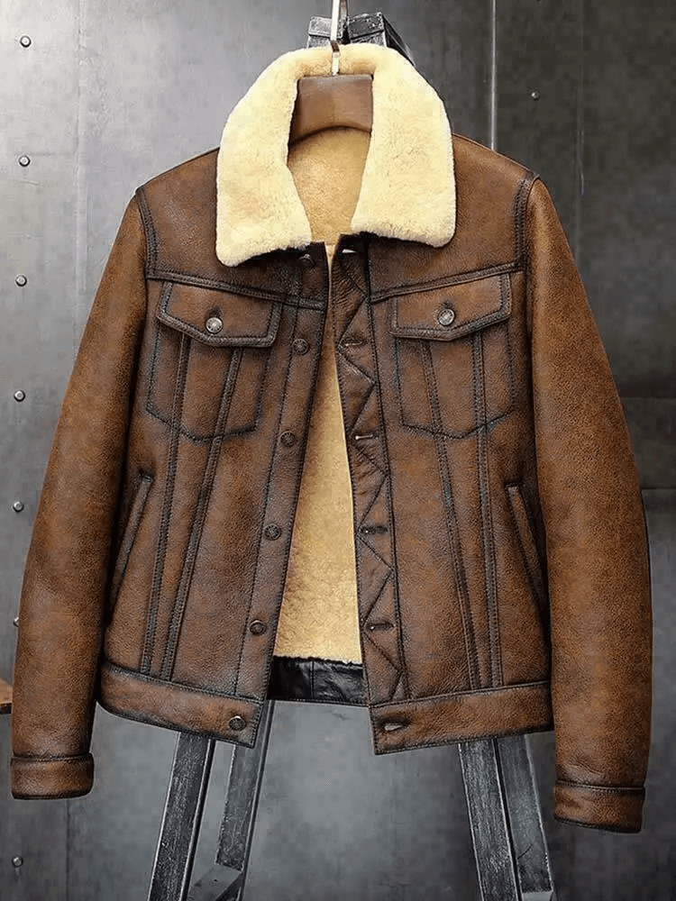Picture of Double Pocket Brown Bomber Jacket