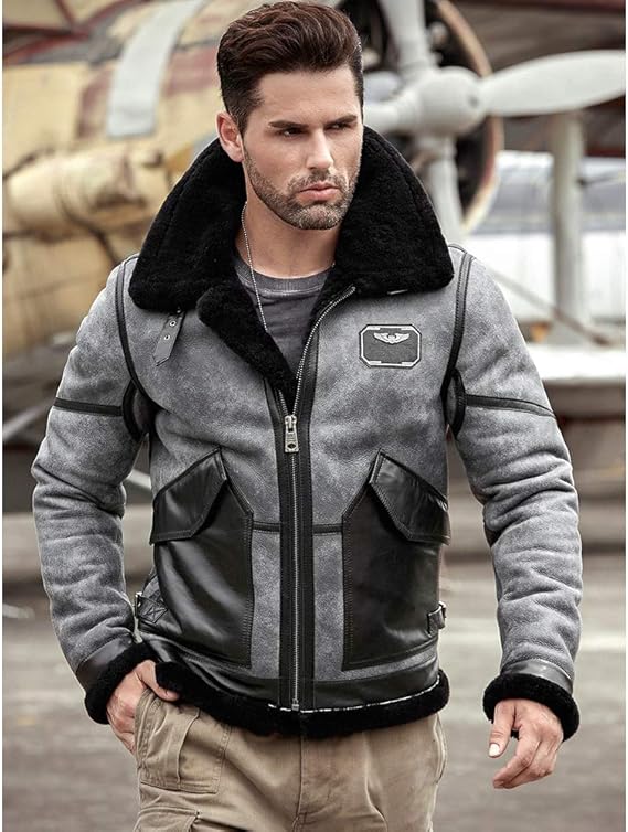 Picture of Grey Bomber Leather Jacket