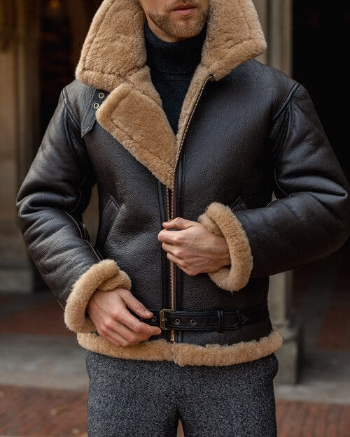 Picture of Shearling Leather Bomber Jacket