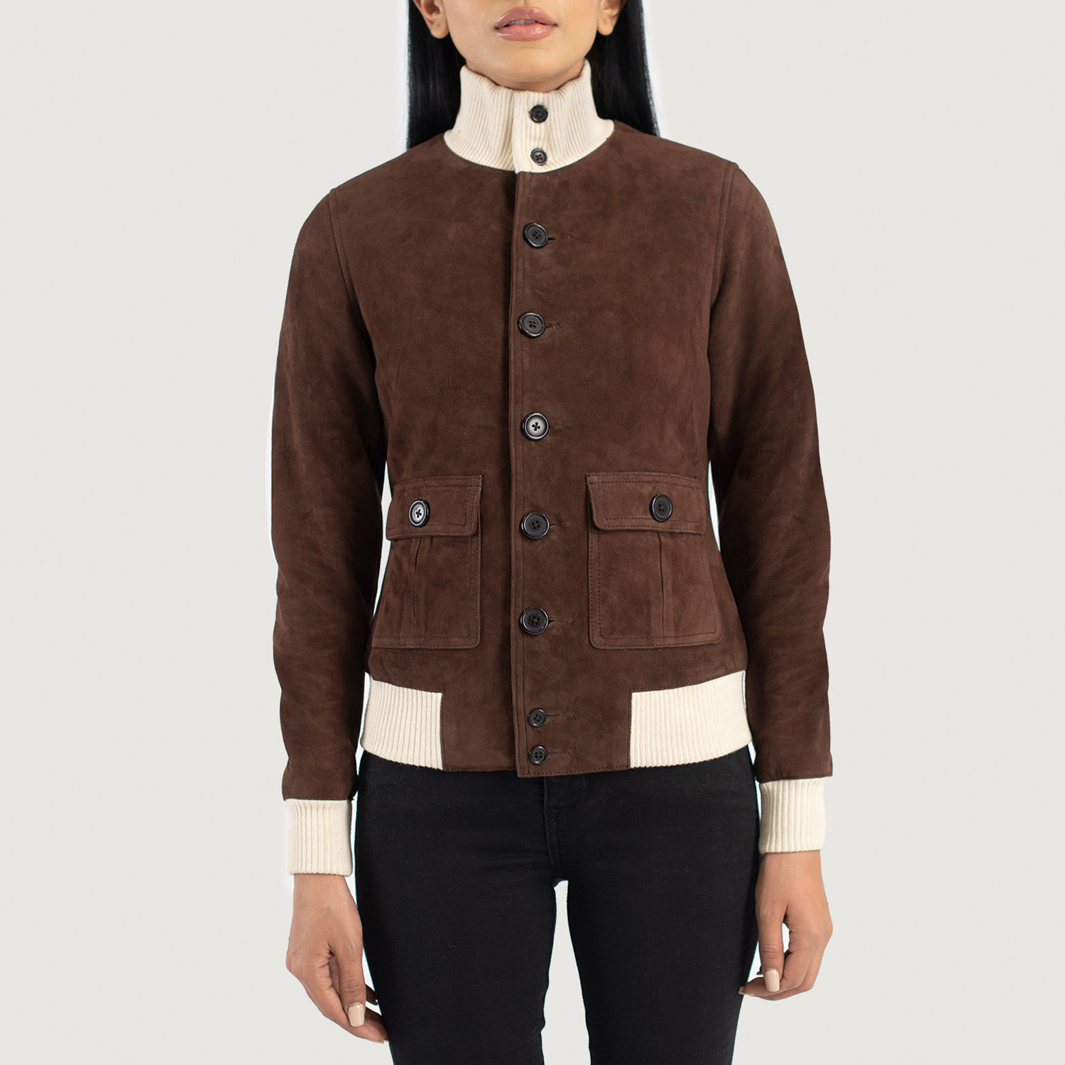 Picture of A-1 Mocha Suede Bomber Jacket