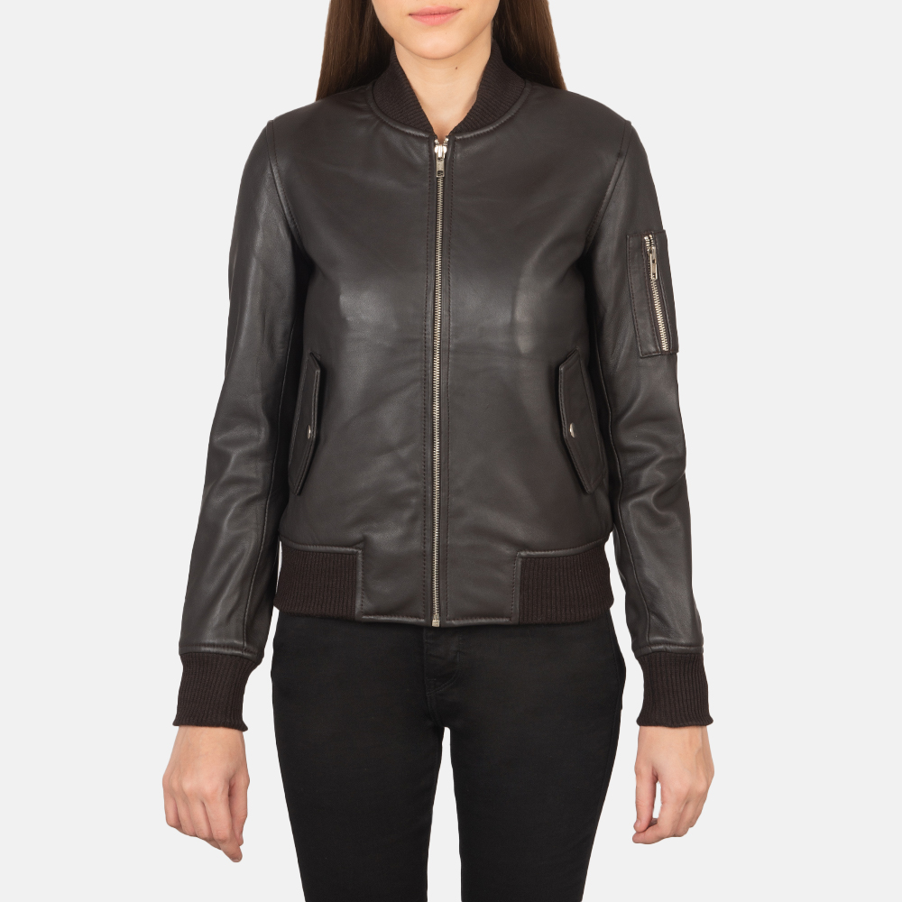 Picture of Ava Ma-1 Brown Leather Bomber Jacket