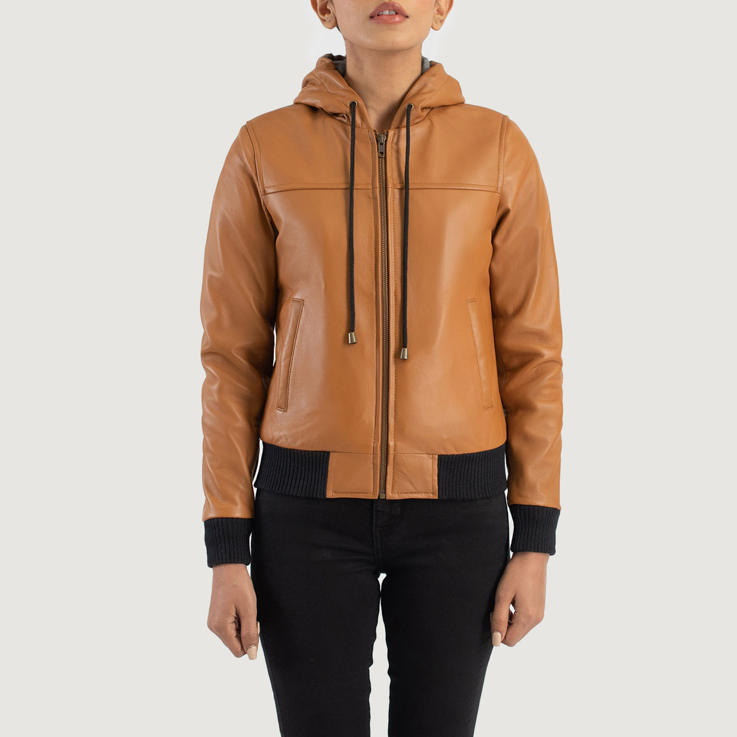 Picture of Hooded Bomber Leather Jacket